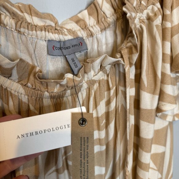 Anthropologie Conditions Apply Palm Leaf Off Shoulder Maxi Dress One Size NEW - Picture 8 of 9